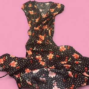 Forever 21 Black Dress with Pink Floral Design